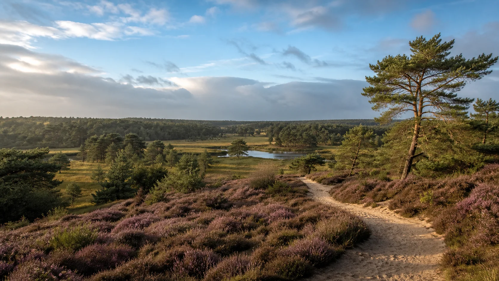 Heide, rivierduinen en een ven in het landschap van De Maasduinen